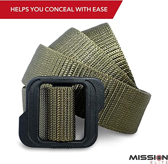 MISSION ELITE Tactical Belt, 1.5-inch Nylon Gun Belts for Men, 2-Ply EDC Belt with Adjustable Plastic Buckle