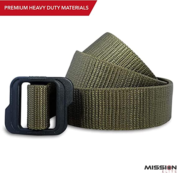 MISSION ELITE Tactical Belt, 1.5-inch Nylon Gun Belts for Men, 2-Ply EDC Belt with Adjustable Plastic Buckle