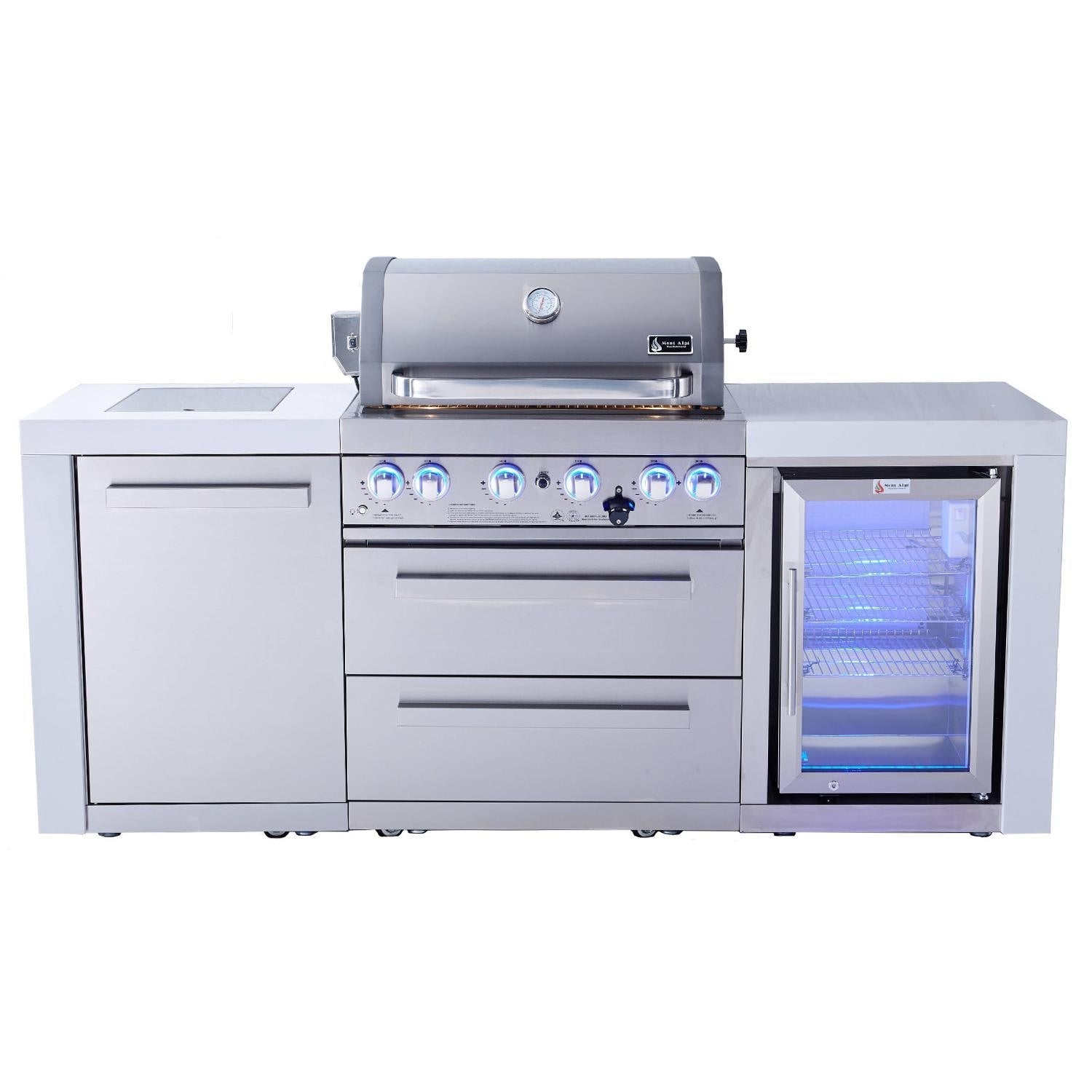 Mont Alpi 400 Deluxe Island Grill with Fridge Cabinet, MAi400-DFC