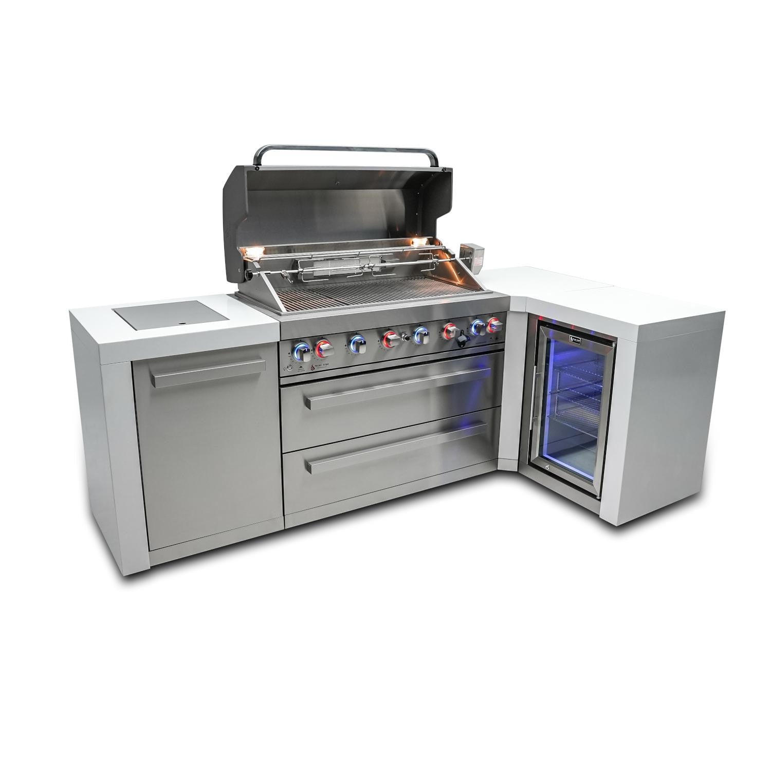 Mont Alpi 805 Deluxe Island Grill with 90 Degree Corner and Fridge Cabinet, MAi805-D90FC