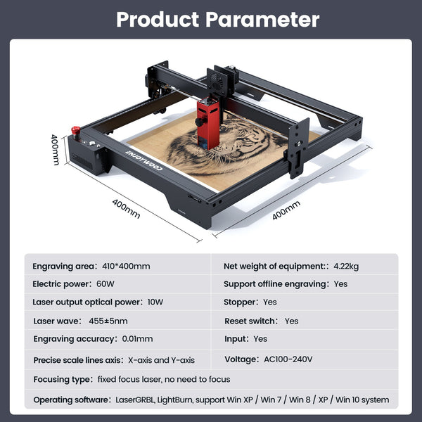 ATOMSTACK A10 pro 50W DIY Laser Cutter and Engraver Machine, 10W Output  Power, Eye Protection Compressed Spot 11000mm/min Diode Laser Engraving for