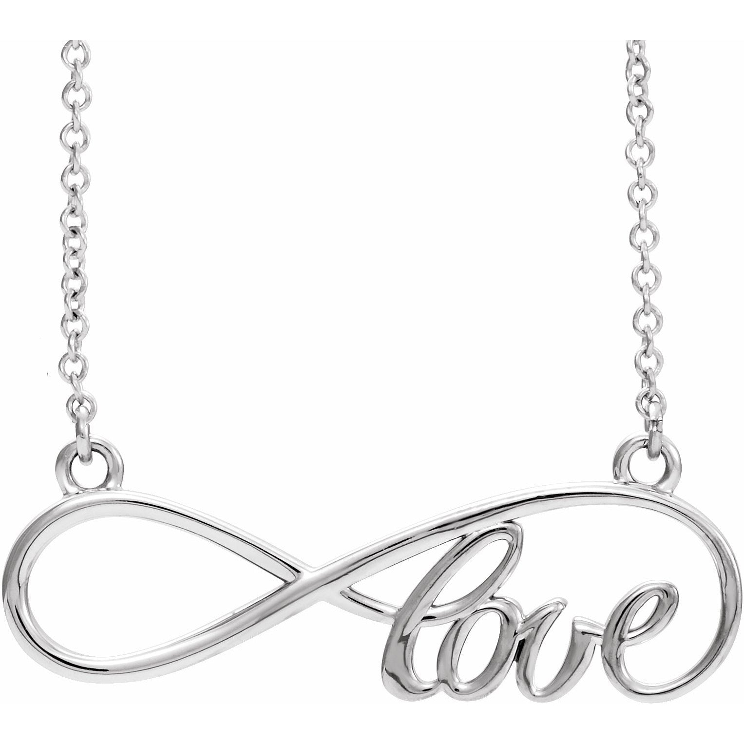 14K White 27.5x8.4 mm Infinity-Inspired Love 17 Necklace