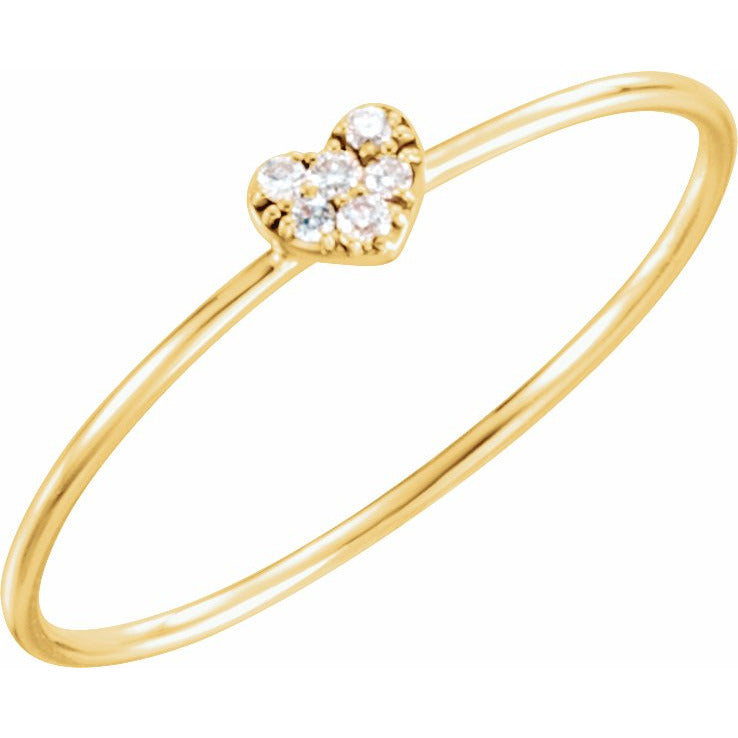 14K Yellow .03 CTW Diamond Petite Heart Ring