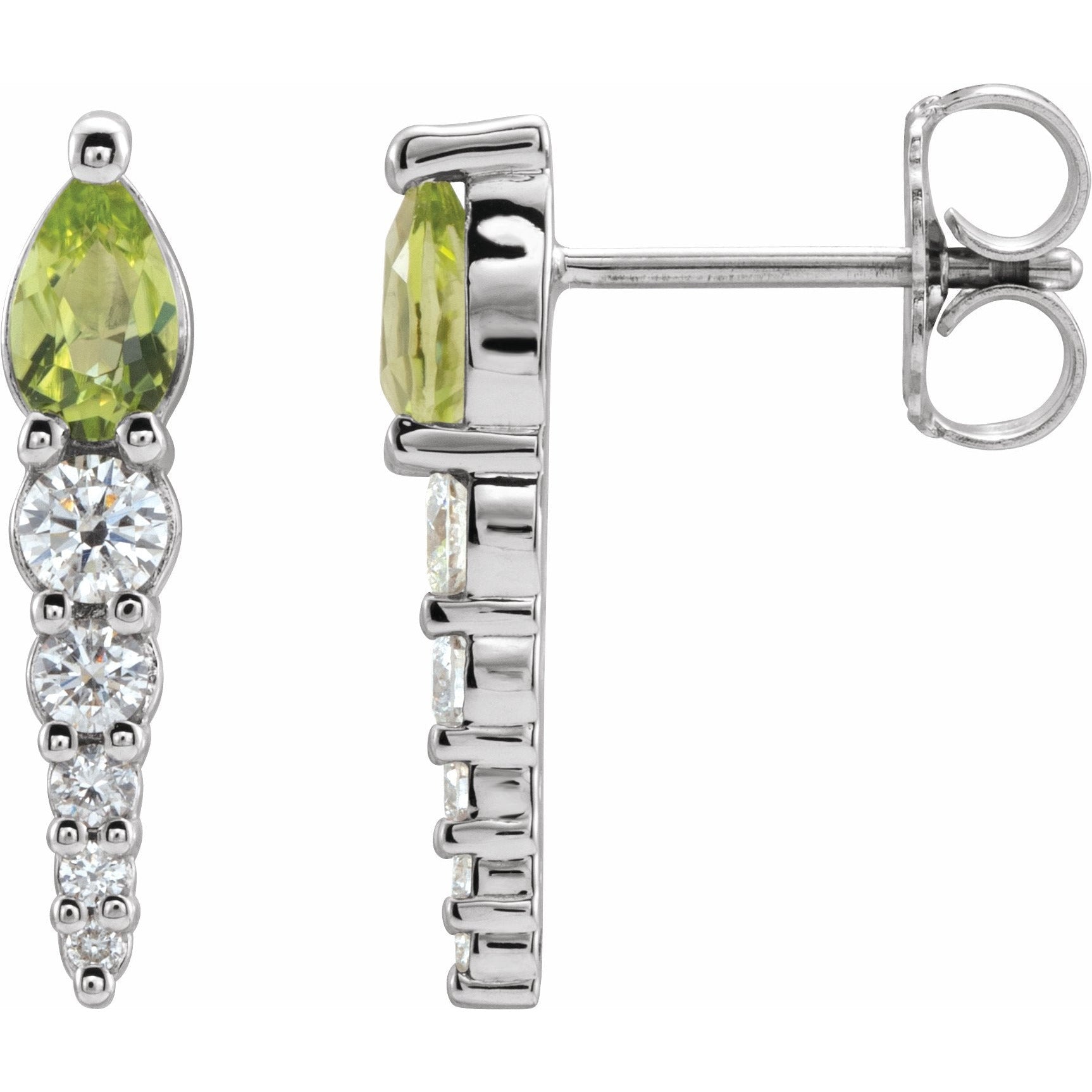 14K White Peridot & 1/4 CTW Diamond Earrings