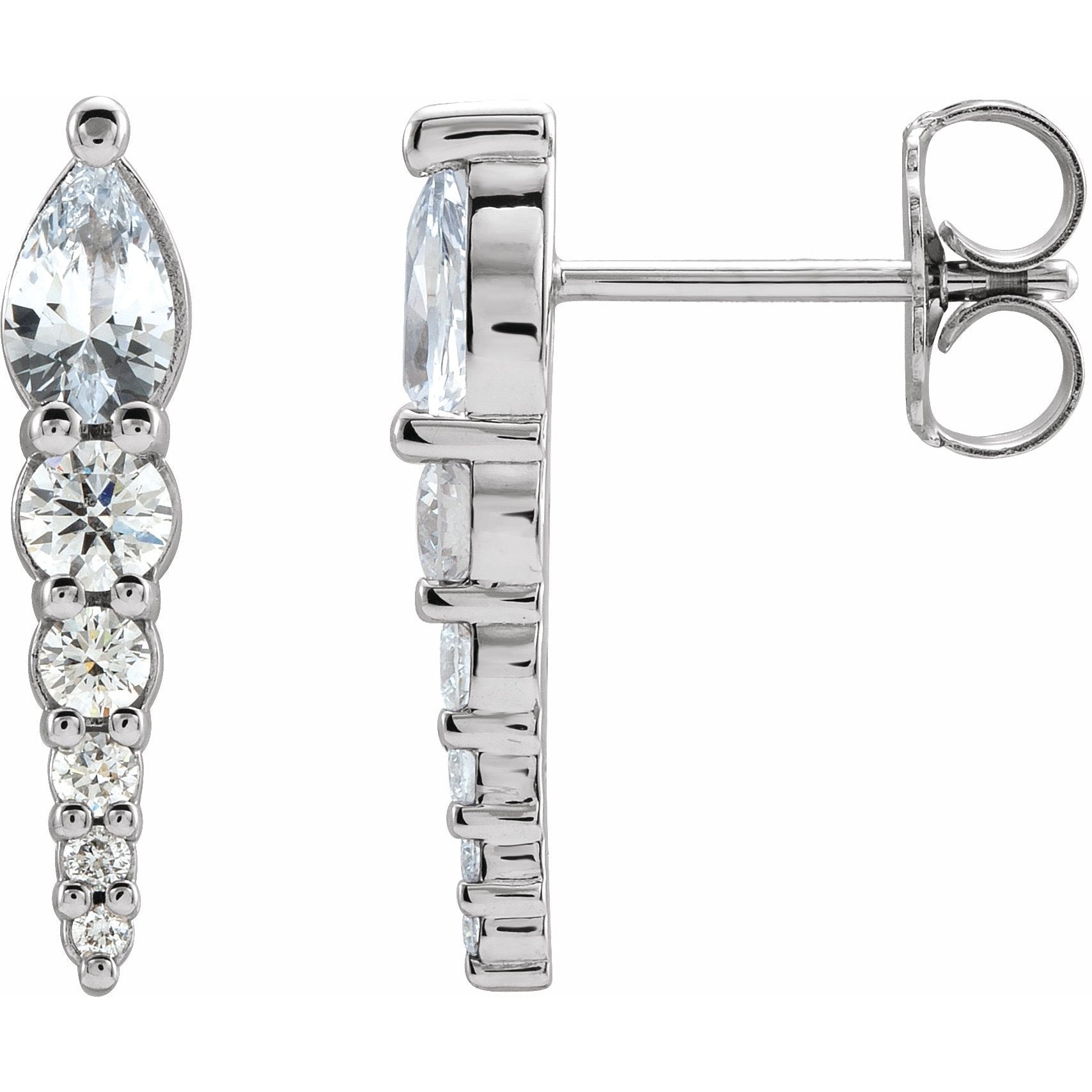 14K White Sapphire & 1/4 CTW Diamond Earrings