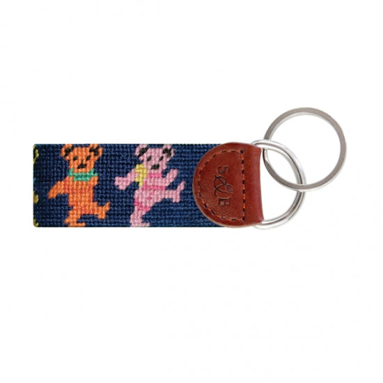 Dancing Bears Needlepoint Keychain