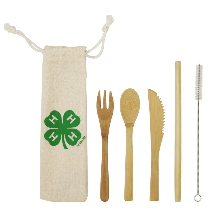 4-H Bamboo Cutlery Set with Pouch