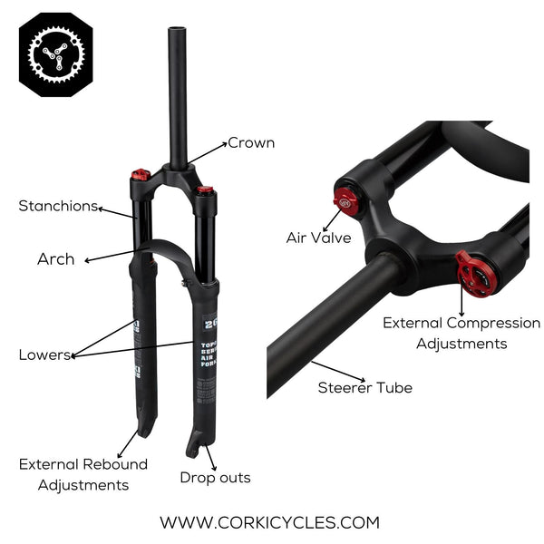 Image of fork and parts-Corki Cycles