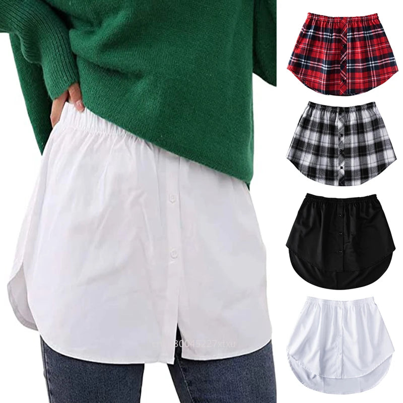 Shirt Extenders Women Fake Shirt Tail Irregular Skirt Blouse Tail Hem Soft Cotton Detachable Underskirt Casual Sweater Hemline