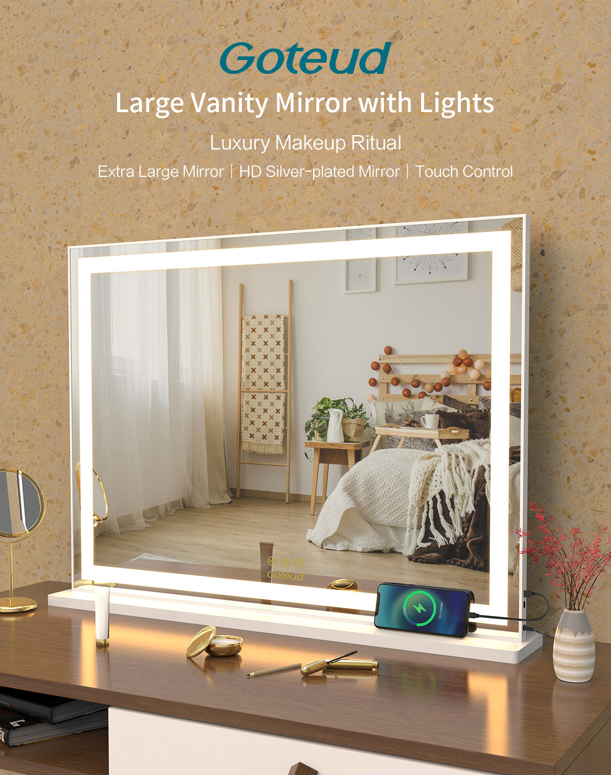 Lighted Vanity Custom Mirror Cut to Size Dressing Room Table Tops Big Mirror  for Bedroom - China LED Mirror, Bathroom Mirror