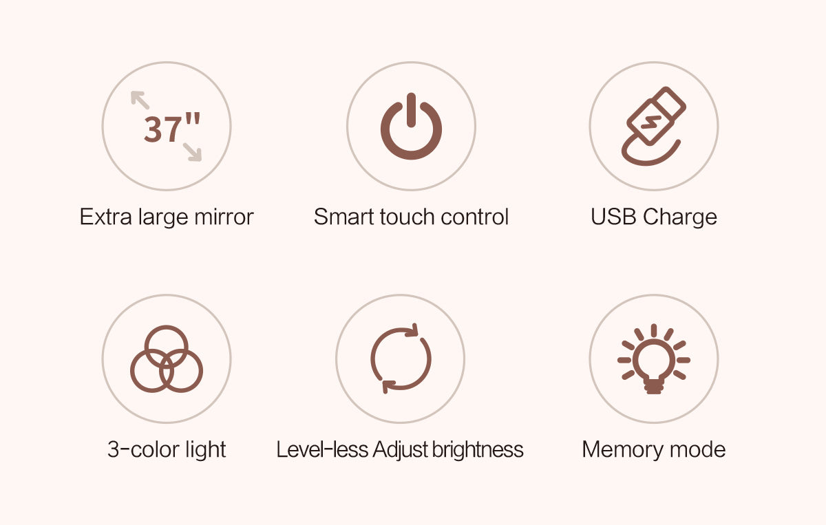 Lighted Large Tabletop Vanity Mirror with LED Backlit Lights for Dressing Room & Bedroom - Goteud