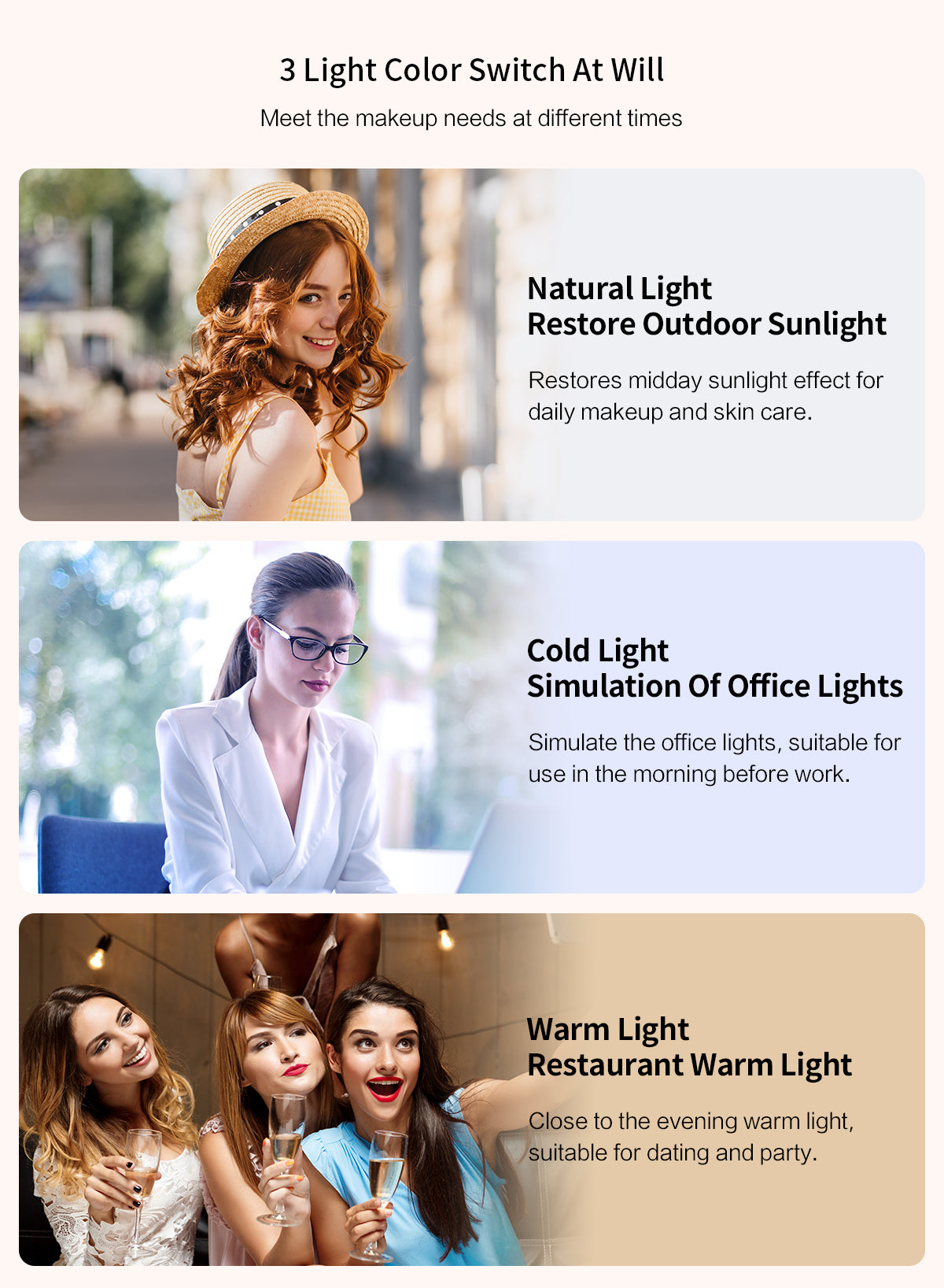 Lighted Large Tabletop Vanity Mirror with LED Backlit Lights for Dressing Room & Bedroom - Goteud