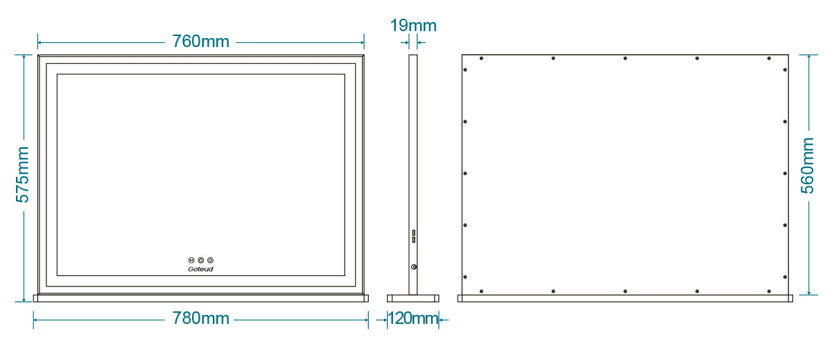 Lighted Large Tabletop Vanity Mirror with LED Backlit Lights for Dressing Room & Bedroom - Goteud