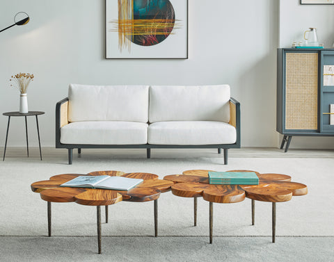 Solid Wood Arm Sofa and Solid Wood Coffee Table