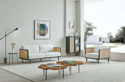 Solid Wood Arm Sofa and Natural Wood Coffee Table – Way2Furn