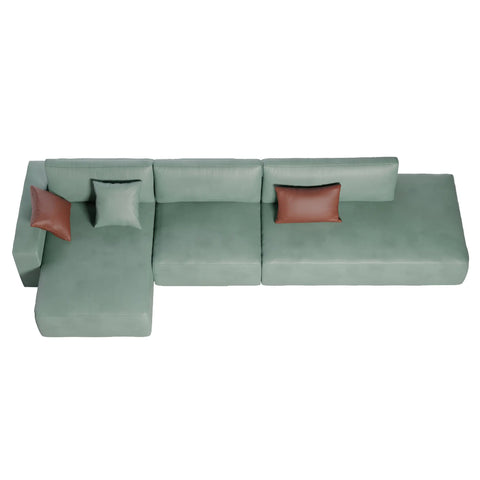 DownView Teal Fabric Upholstery Sofa β Linen Sofa β Corner Sofa β Way2Furn