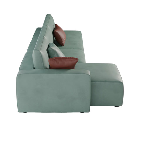 Side Teal Fabric Upholstery Sofa – Linen Sofa – Corner Sofa – Way2Furn
