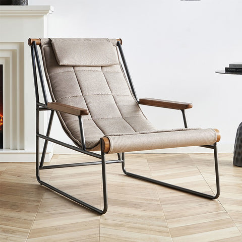 Small Fabric Lounge Chair with metal legs