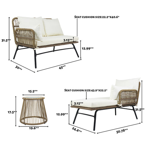 Outdoor Patio Furniture– 3-Seater Sofa & End Table Set – Way2Furn