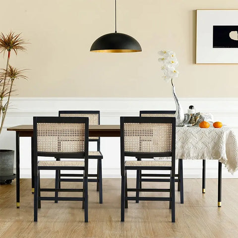 Natural wood cane dining chairs - Way2Furn
