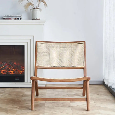 Natural Solid Wood Cane Chair - Way2Furn