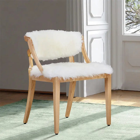 Solid Wood Chair - Wool Upholstery Accent Chair