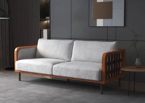 The Mackinaw Solid Wood Frame White Sofa