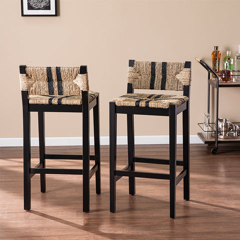 Way2Furn Gallacano Seagrass Barstools (set of 2)