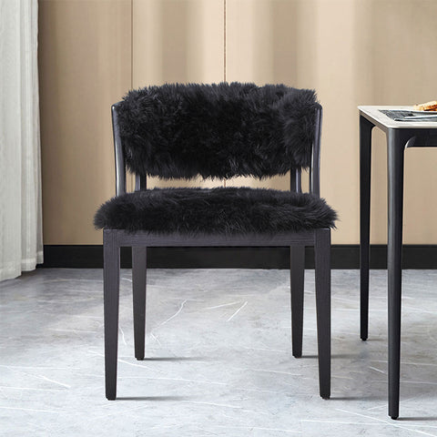 Black Wool Wooden Dressing Chairs