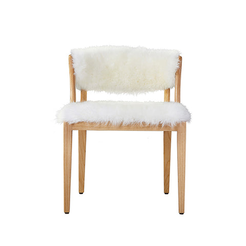 White Wool Wooden Dressing Chairs
