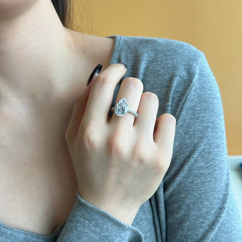 Elegant 925 Sterling Silver Water Drop Pear-Shaped Zircon Ring7