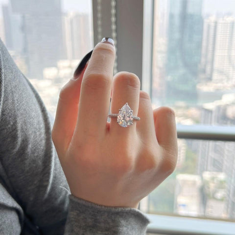 Elegant 925 Sterling Silver Water Drop Pear-Shaped Zircon Ring6