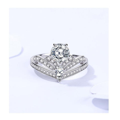 Elegant 925 Sterling Silver Moissanite Crown Ring3