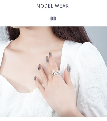 Elegant 925 Sterling Silver Moissanite Crown Ring0