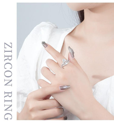 Elegant 925 Sterling Silver Moissanite Crown Ring4