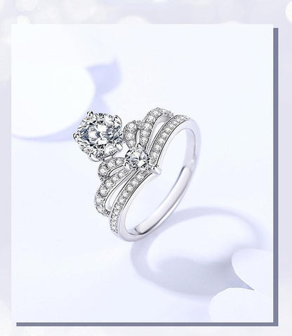 Elegant 925 Sterling Silver Moissanite Crown Ring8