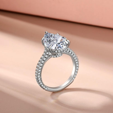 Elegant 925 Sterling Silver Water Drop Pear-Shaped Zircon Ring0