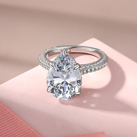 Elegant 925 Sterling Silver Water Drop Pear-Shaped Zircon Ring9