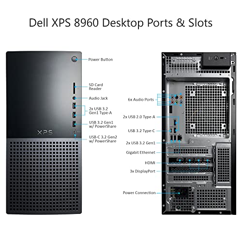 Dell XPS 8960 Gaming Desktop Computer - Intel Core i7-13700, 16GB RAM, 2TB SSD + 14TB HDD, Radeon RX 6700XT, Graphite