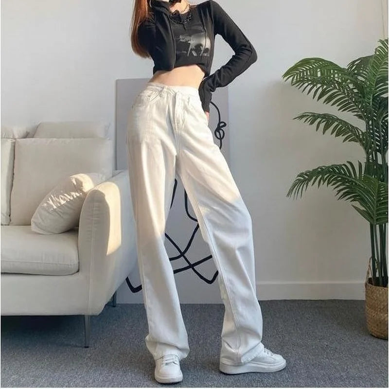 Jeans Women Leisure All-Match Stylish Loose Students Autumn Denim Korean Style Streetwear High Waist Female Trousers Popular New