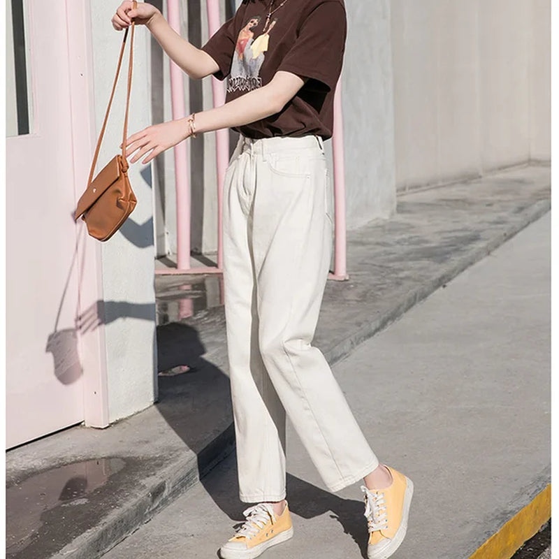 Jeans Women Leisure All-Match Stylish Loose Students Autumn Denim Korean Style Streetwear High Waist Female Trousers Popular New