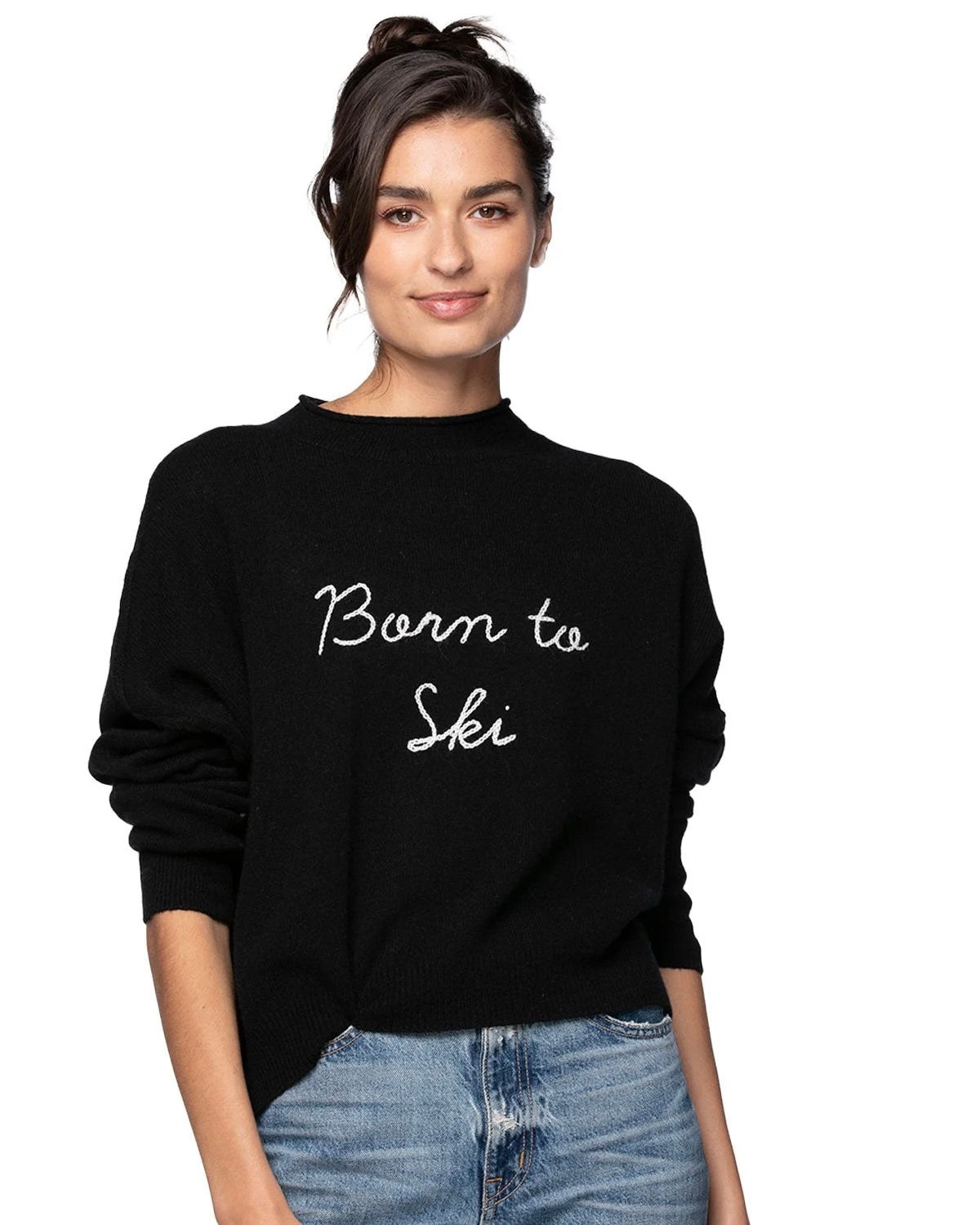 Golden Sun Born to Ski Cashmere Funnel Neck Sweater