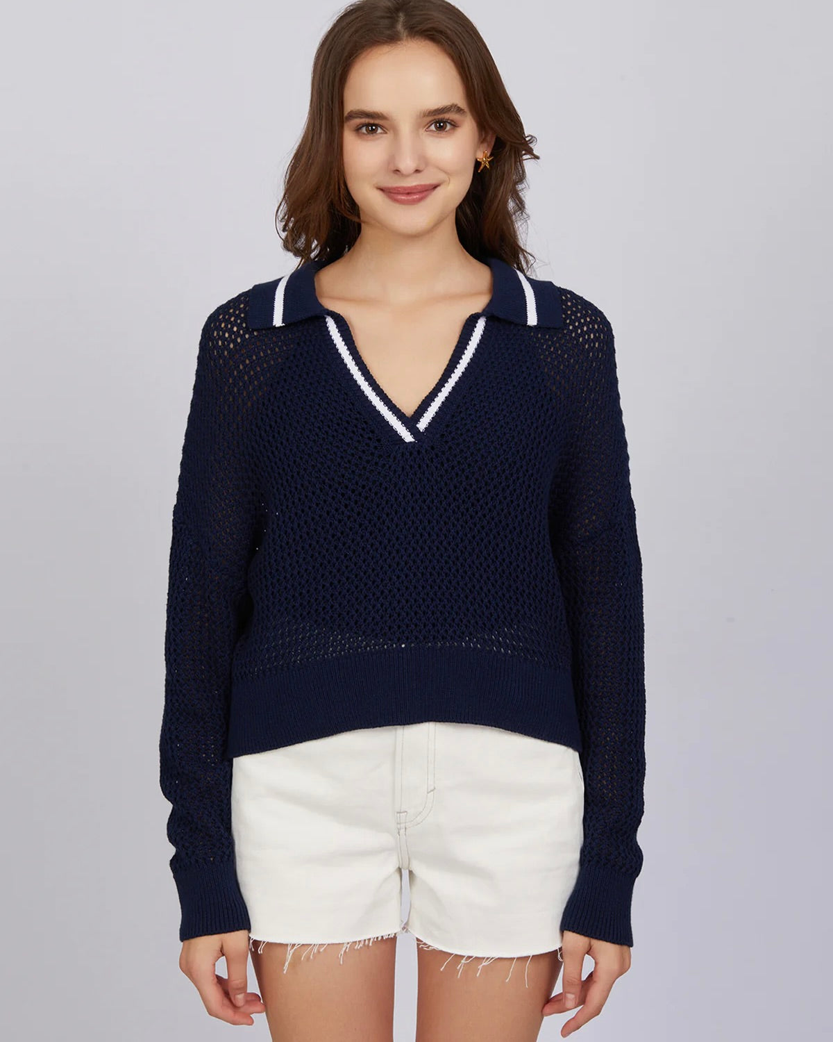 525 America Cara Tipping Polo Pullover