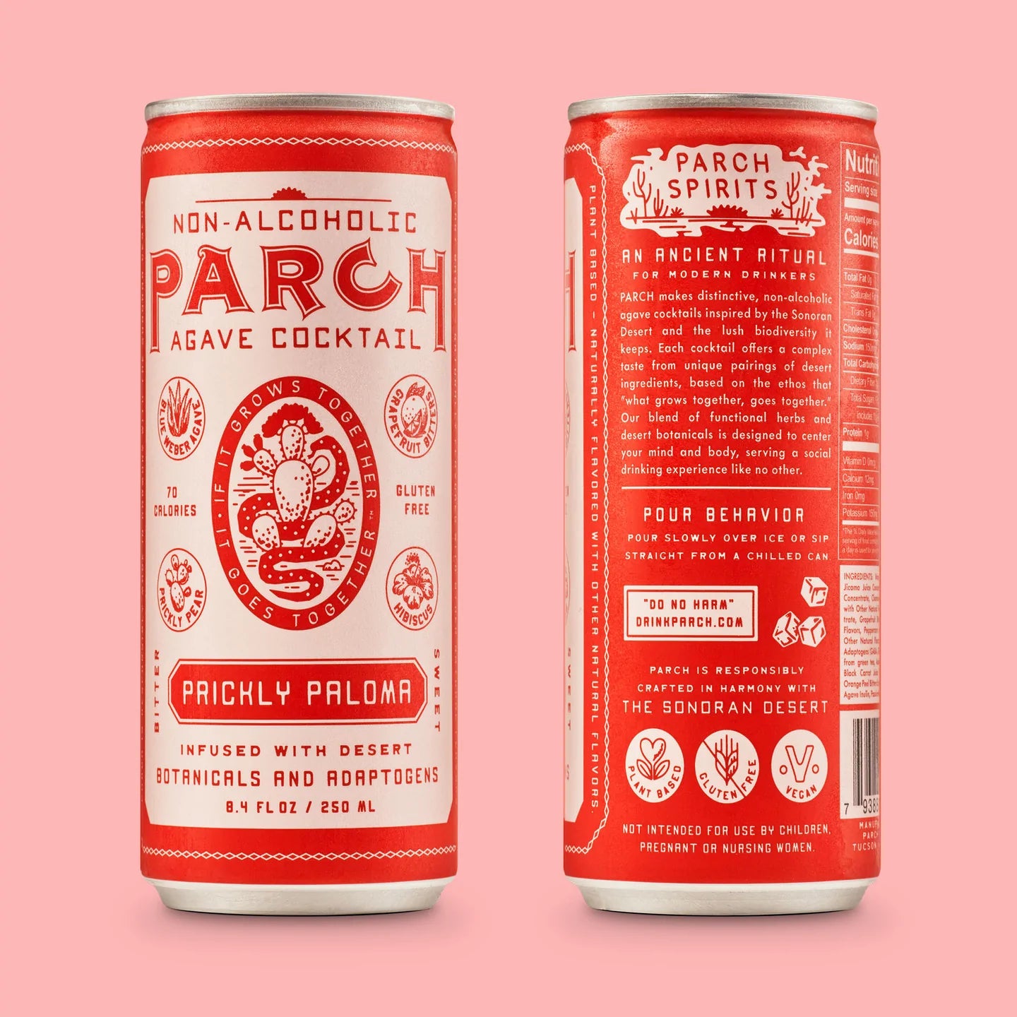 Parch Prickly Paloma Non-Alcoholic Agave Cocktail (4-pack)