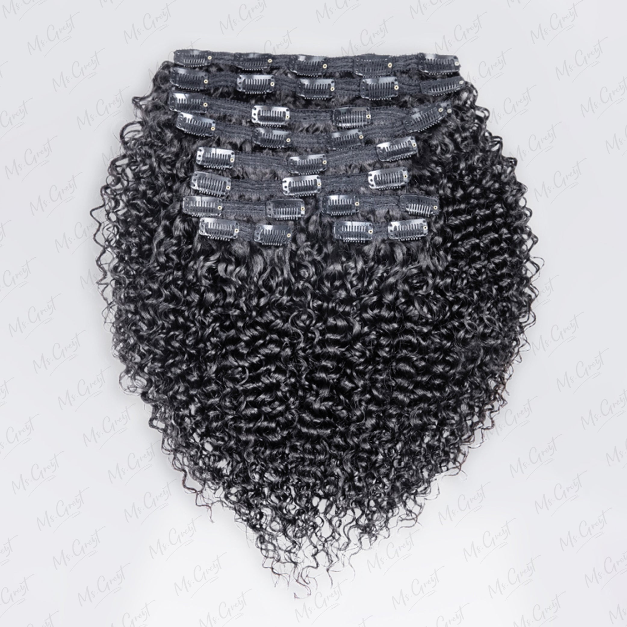 #34 Salt and Pepper Burmese Curly Human Hair Clip Ins Hair Extensions??-GCCI004