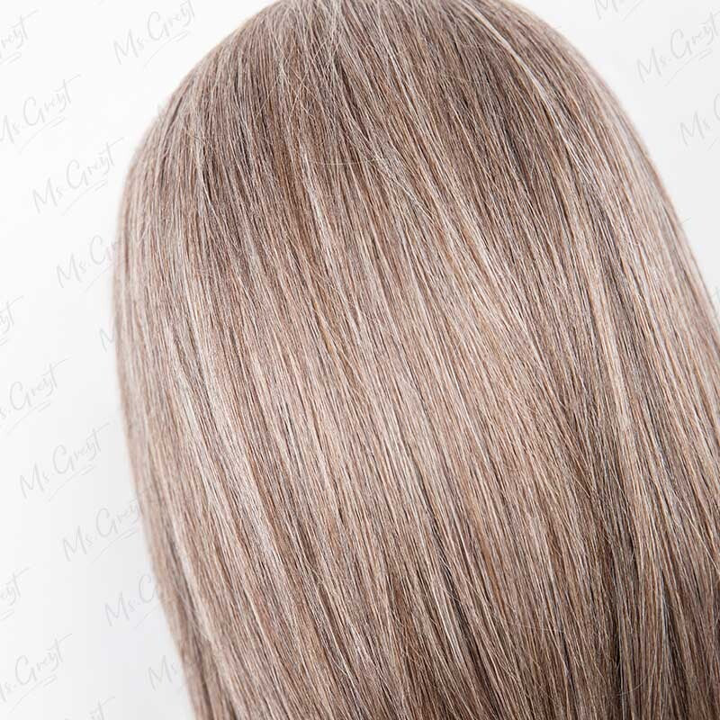 Layered Short Bob Brownish Gray Human Hair Lace Front Wig??-GLFW016S