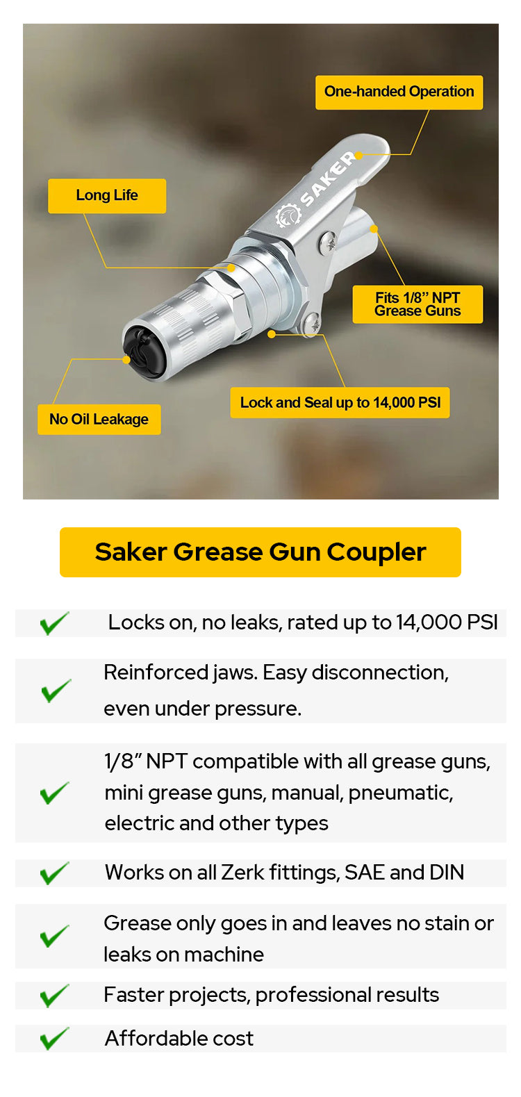 Saker Grease Gun Coupler felizwayus