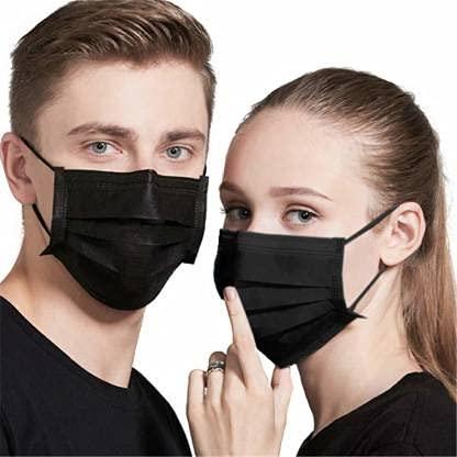 Disposable Surgical Face Mask | Medical Grade, Level 3 Protection (Black) - Pack of 50