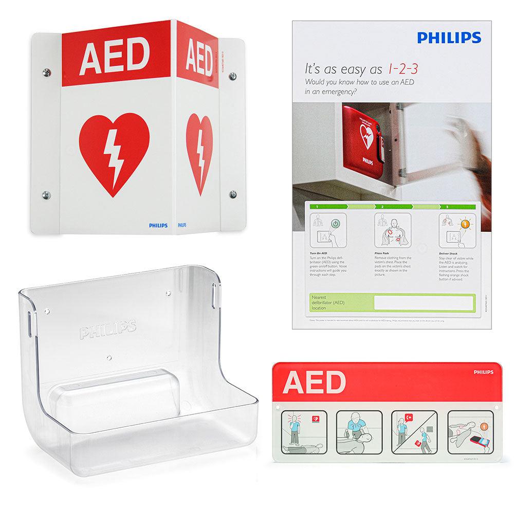 Philips HeartStart AED Wall Mount and Signage Bundle