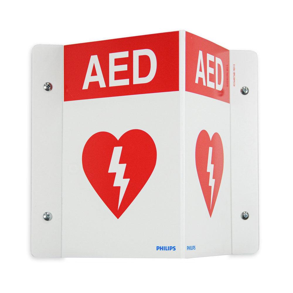 Philips HeartStart AED Wall Sign - Red